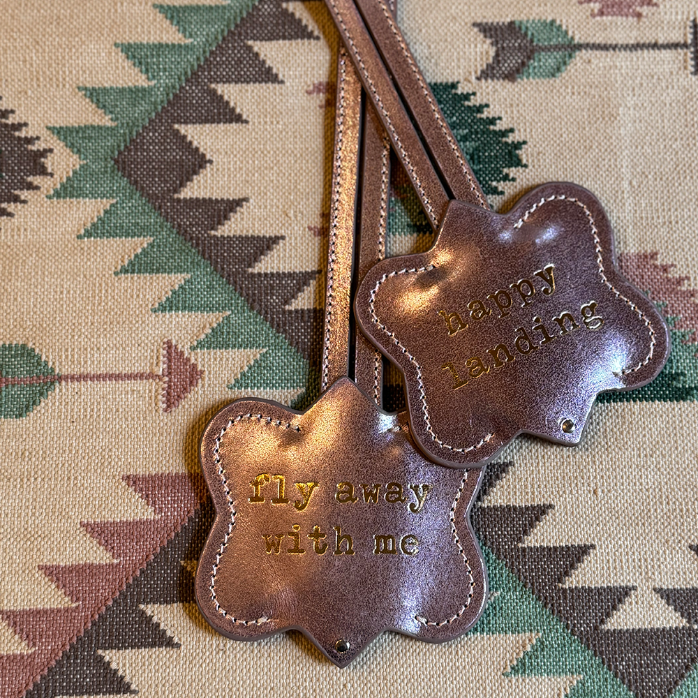 Gepäckanhänger LUZIA aus Leder - flamingo