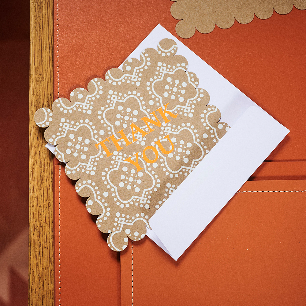 Grusskarte mit Aufschrift THANK YOU von FROHSINN