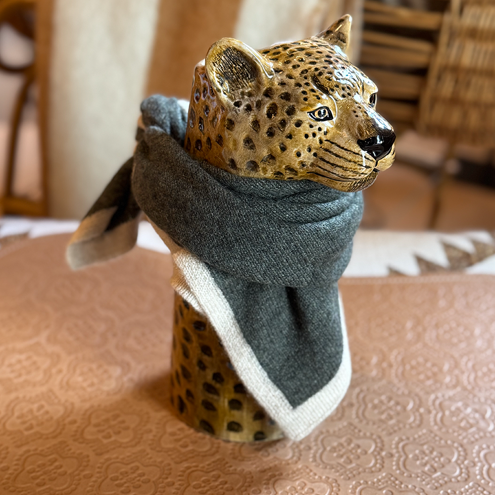 Kaschmirschal MINI SCARF - dunkelgrün/beige