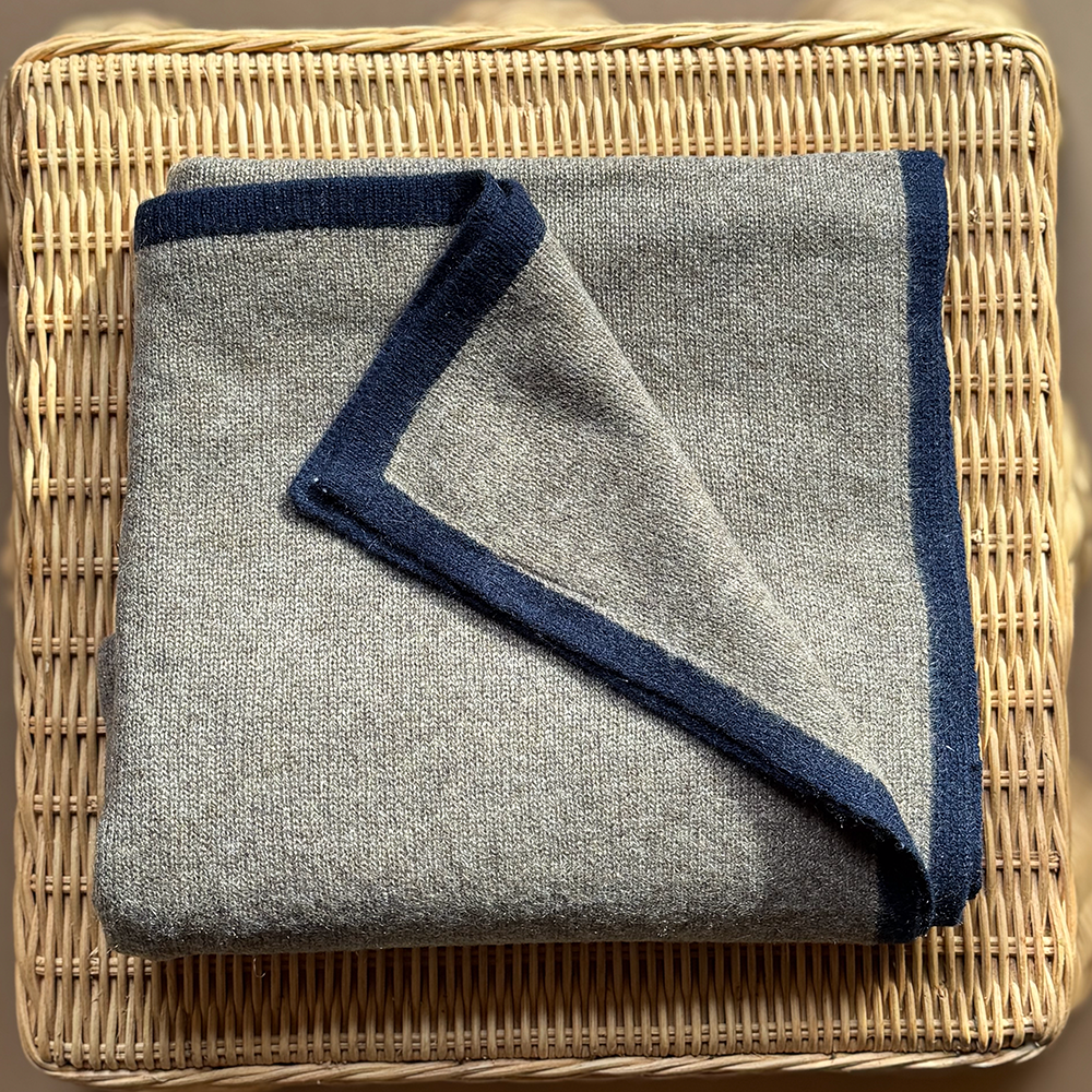 Kaschmirschal LOLA STOLA - taupe/blau