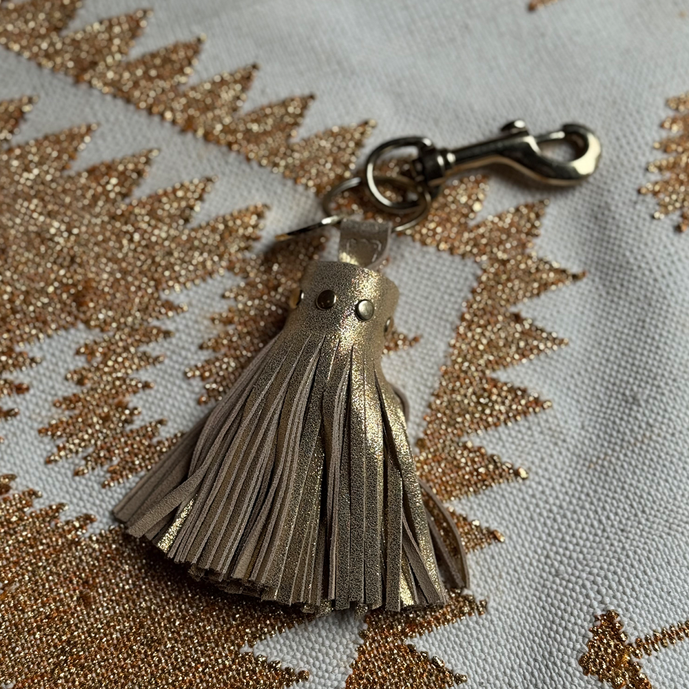 Keychain tassel VERSAILLES leather - gold