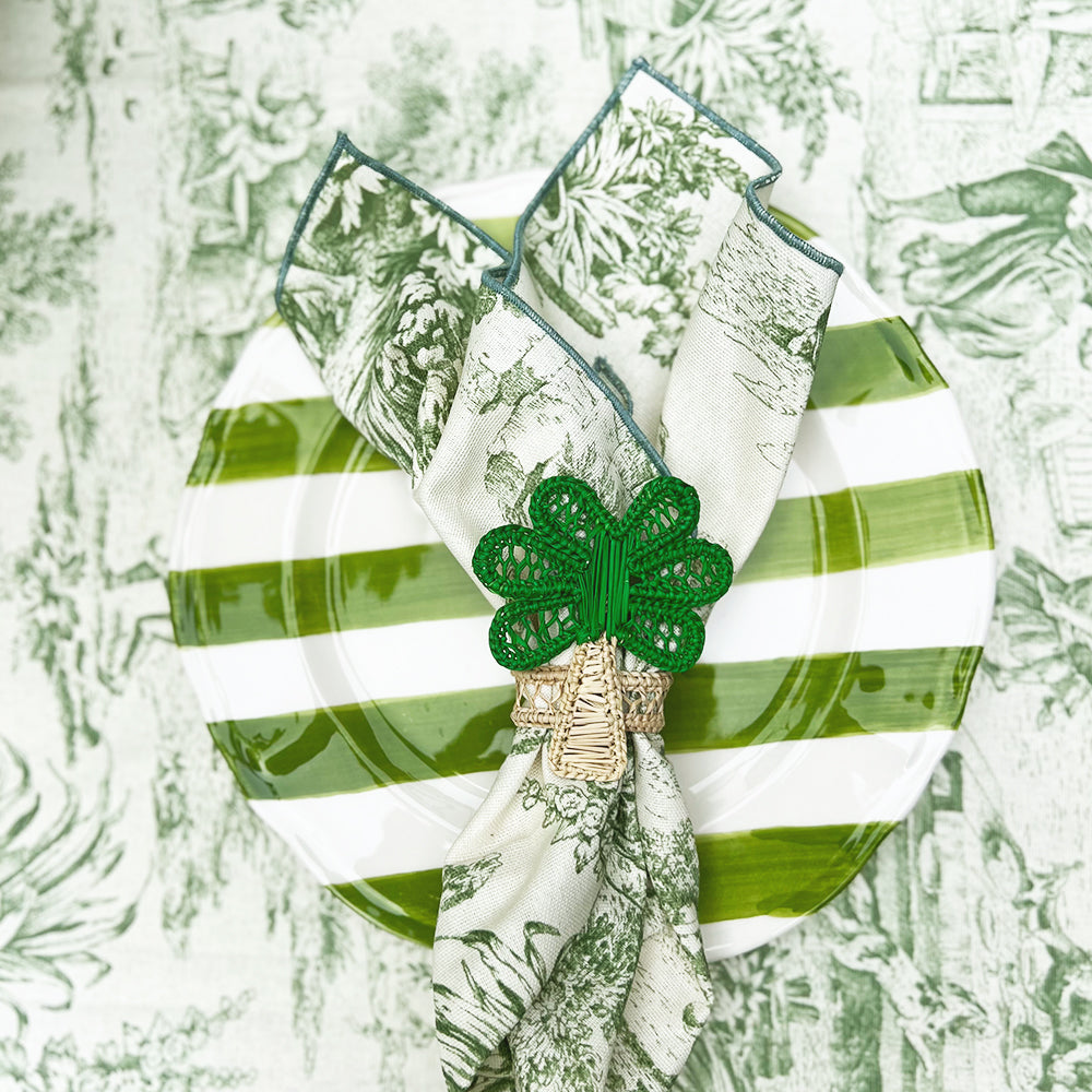 Speiseteller STRIPES Keramik von Les Ottomans im Farbton Grün / Weiss