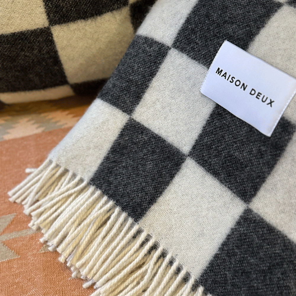 Kissenbezug CHECKERBOARD im Farbton schwarz/weiss von Maison Deux