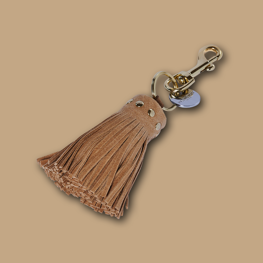 Schlüsselanhänger TASSEL aus Leder im Farbton braun 'camel'