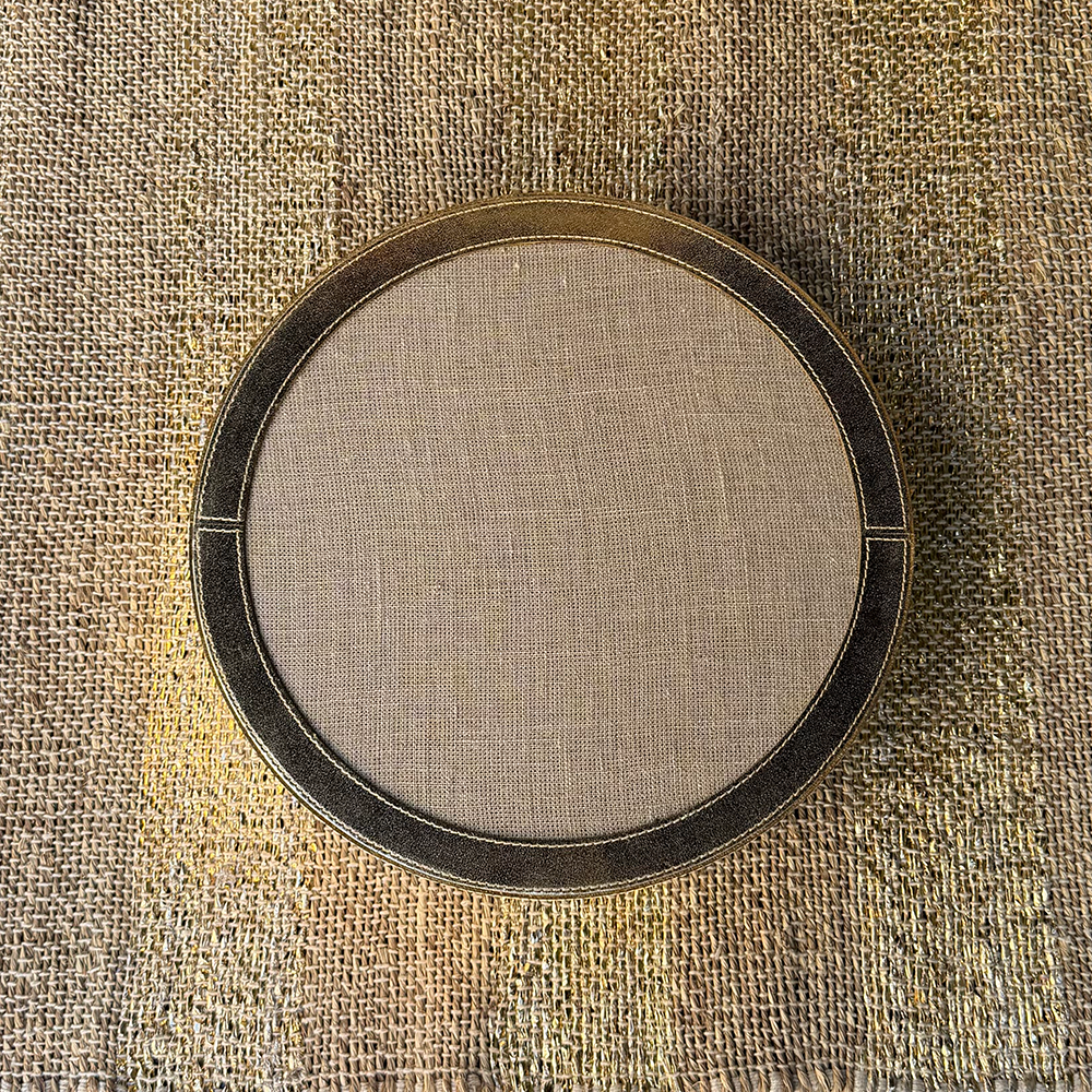 Tablett Rund LIFESTYLE aus Leder glatt im Farbton gold, klein