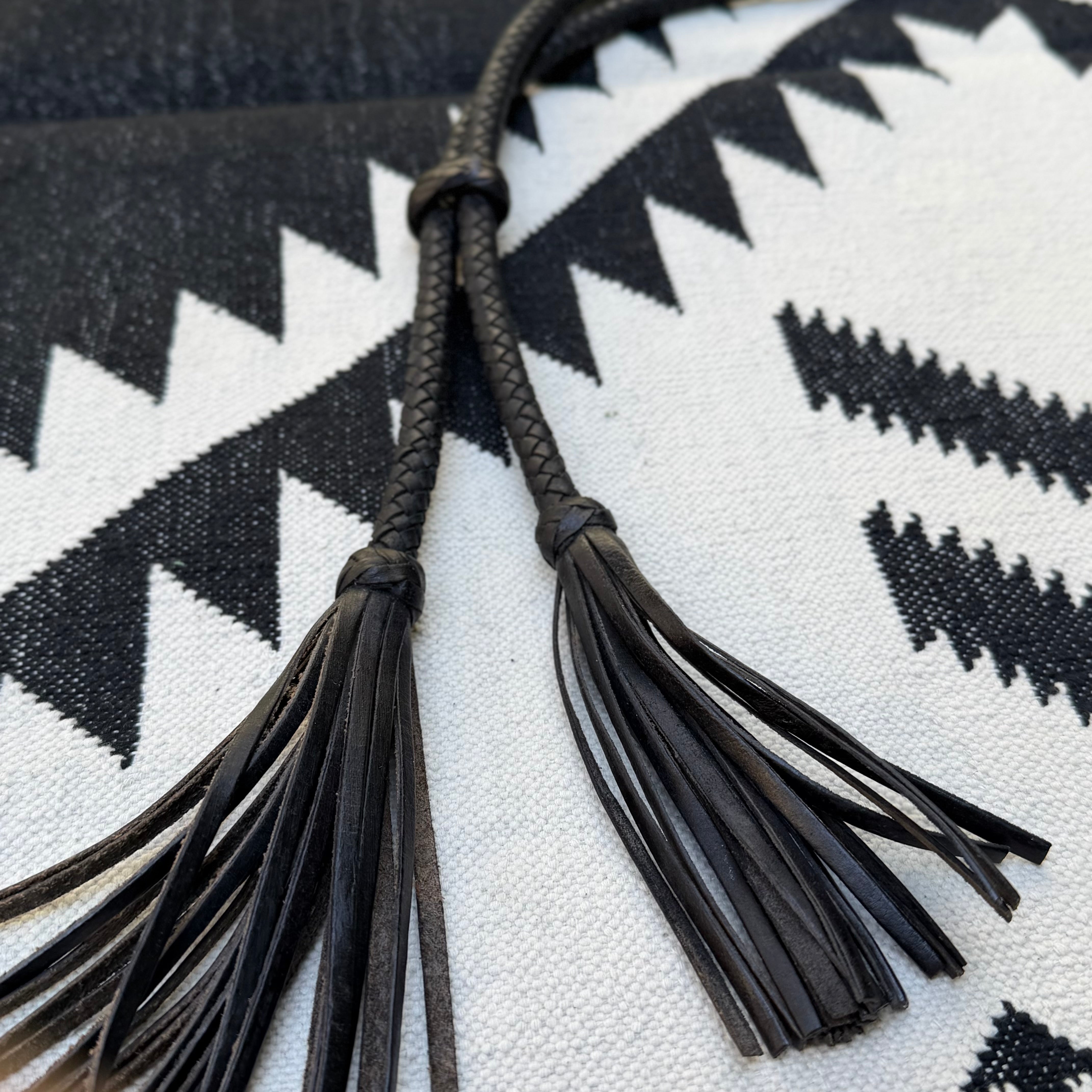 Necklace Curtain Tieback VERSAILLES in Leather - black
