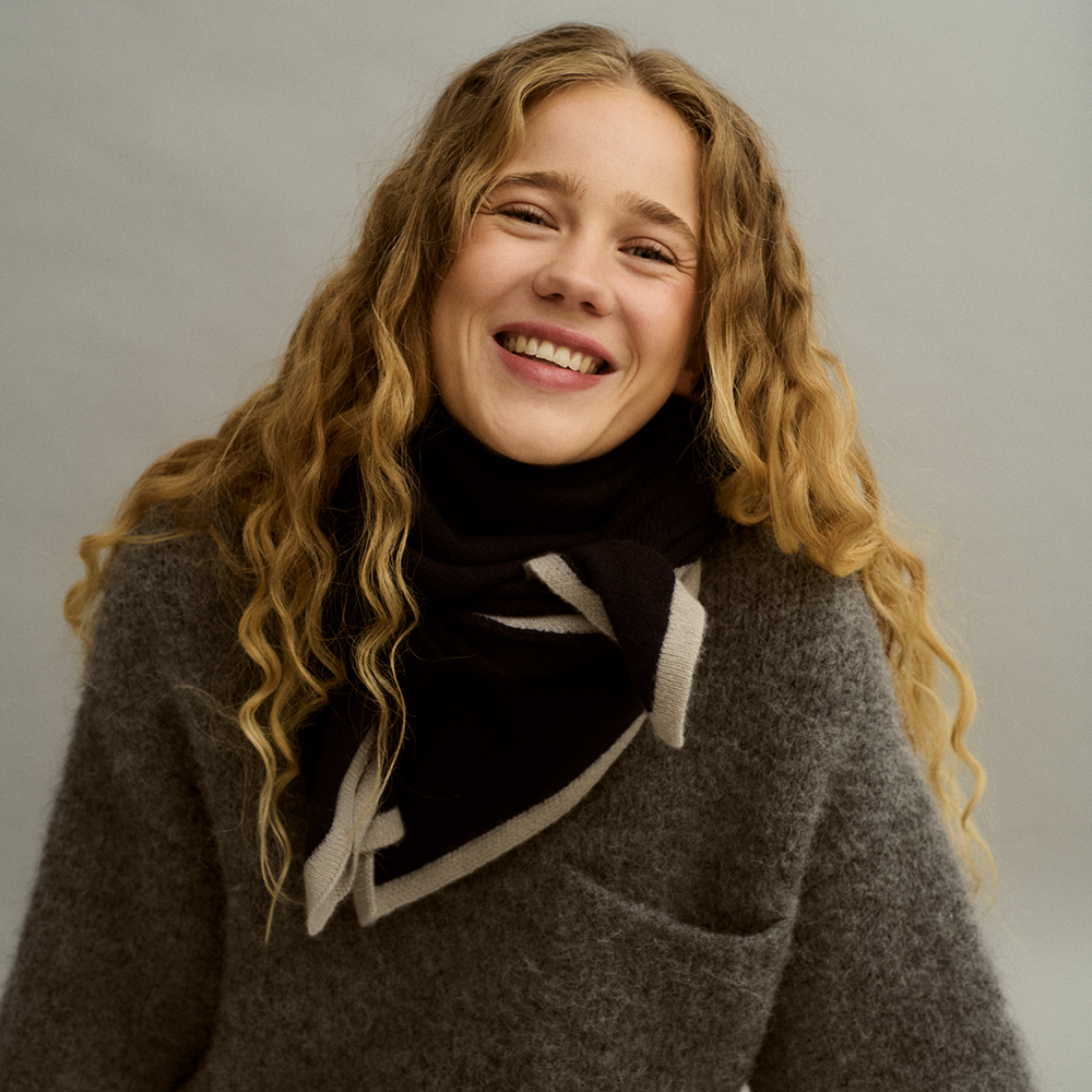 Kaschmirschal LOLA STOLA - dunkelblau/grau