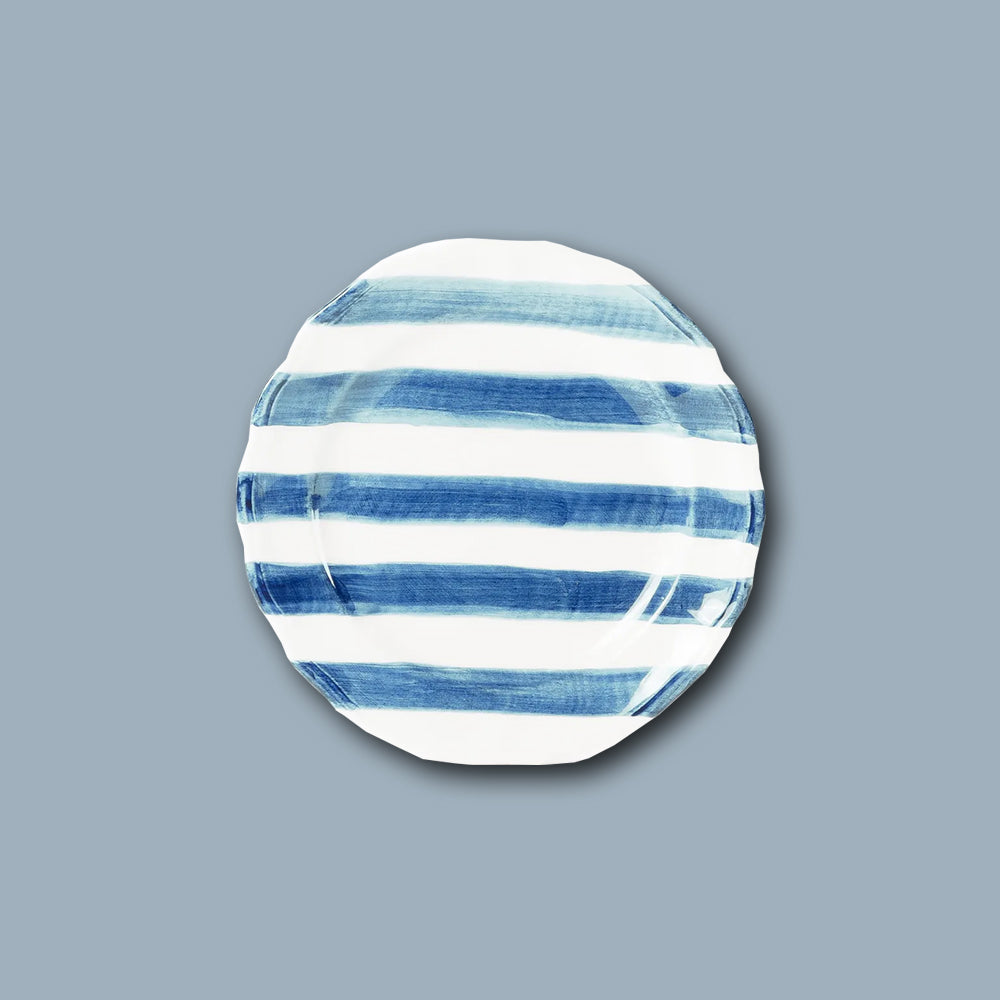 Beilageteller STRIPES Keramik von Les Ottomans im Farbton Blau / Weiss