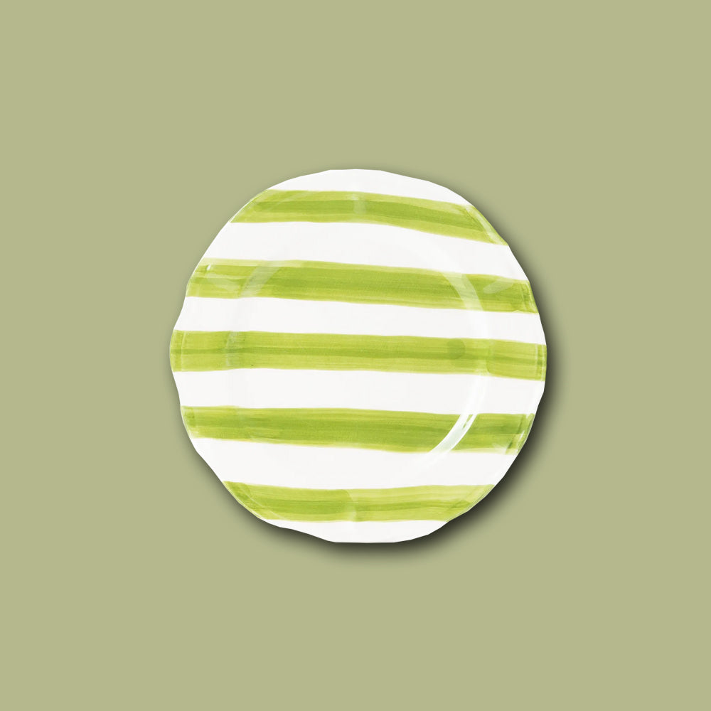 Beilageteller STRIPES Keramik von Les Ottomans im Farbton Grün / Weiss