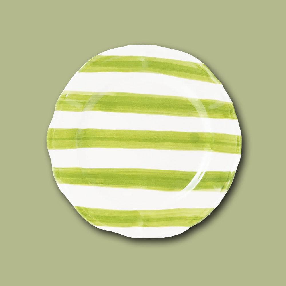 Speiseteller STRIPES Keramik von Les Ottomans im Farbton Grün / Weiss