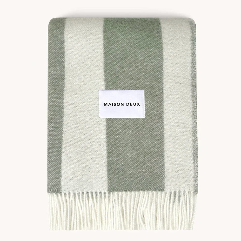 Decke ROUGH STRIPE von Maison Deux im Farbton agave / grün