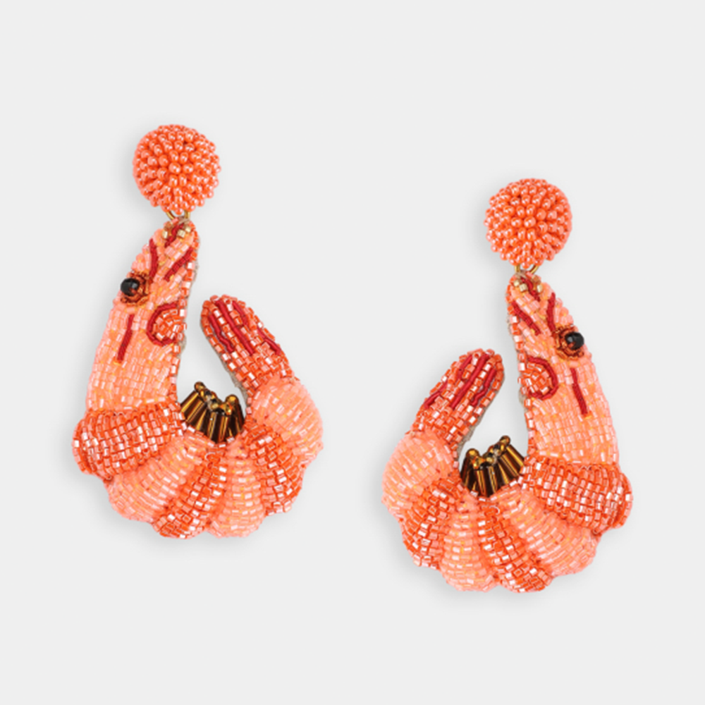 Ohrringe SHRIMP im Farbton orange von Olivia Dar, Handwerkskunst von Indien