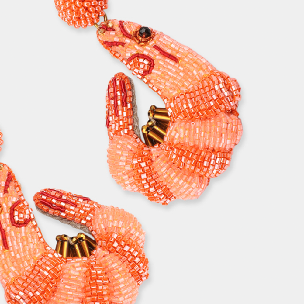 Ohrringe SHRIMP im Farbton orange von Olivia Dar, Handwerkskunst von Indien