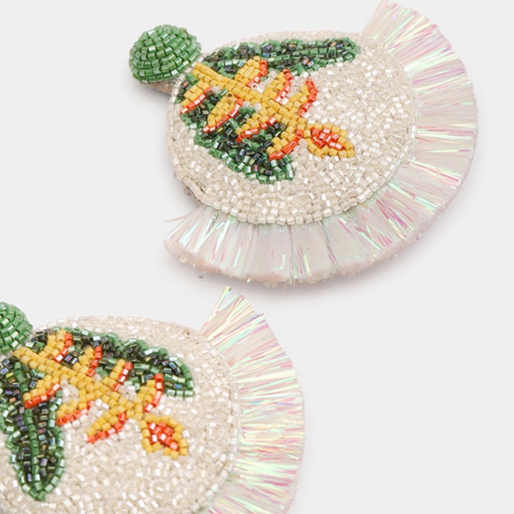 Ohrringe MOSAIC tropical im Farbton white von Olivia Dar, Handwerkskunst von Indien