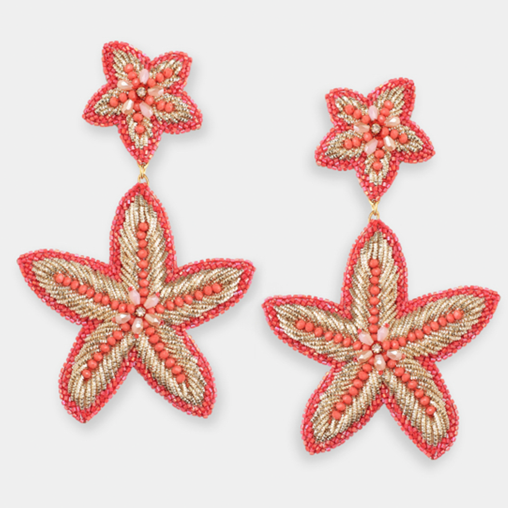 Ohrringe MAXI STARFISH im Farbton gold orange von Olivia Dar, Handwerkskunst von Indien