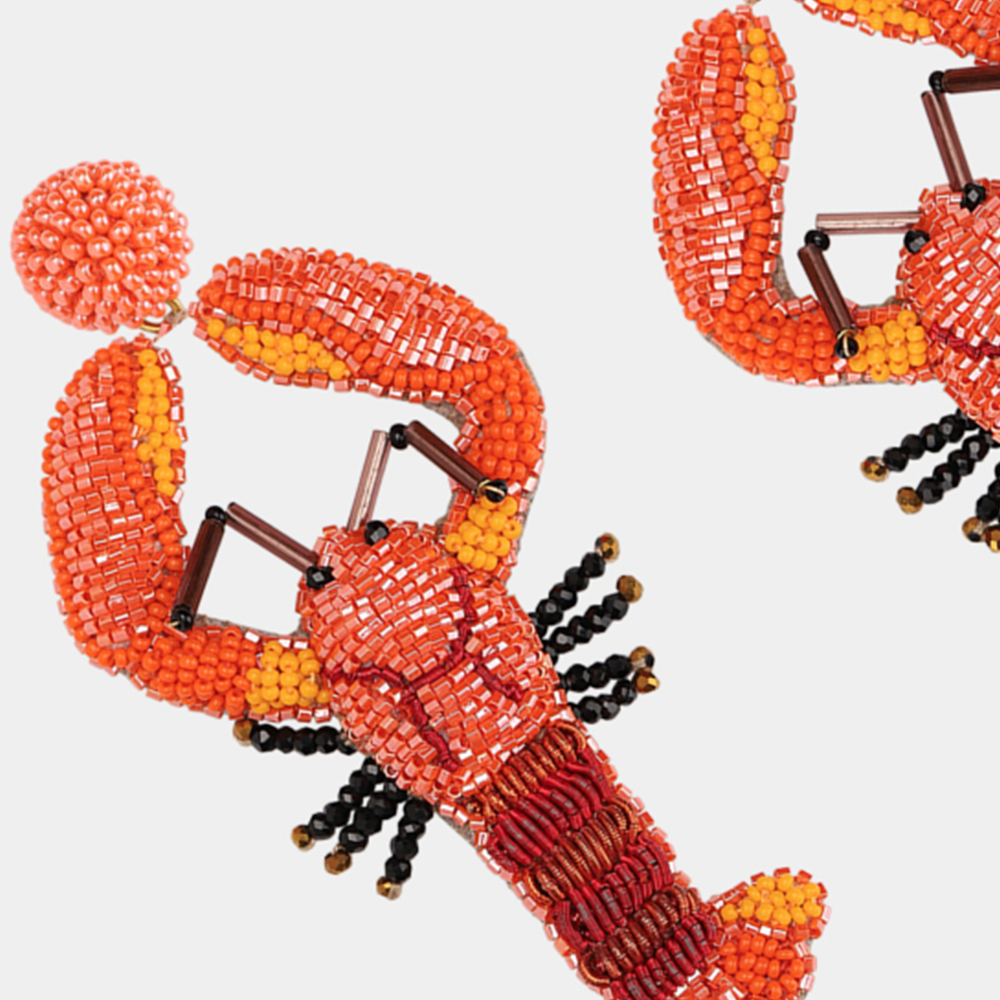 Ohrringe LOBSTER im Farbton orange von Olivia Dar, Handwerkskunst von Indien