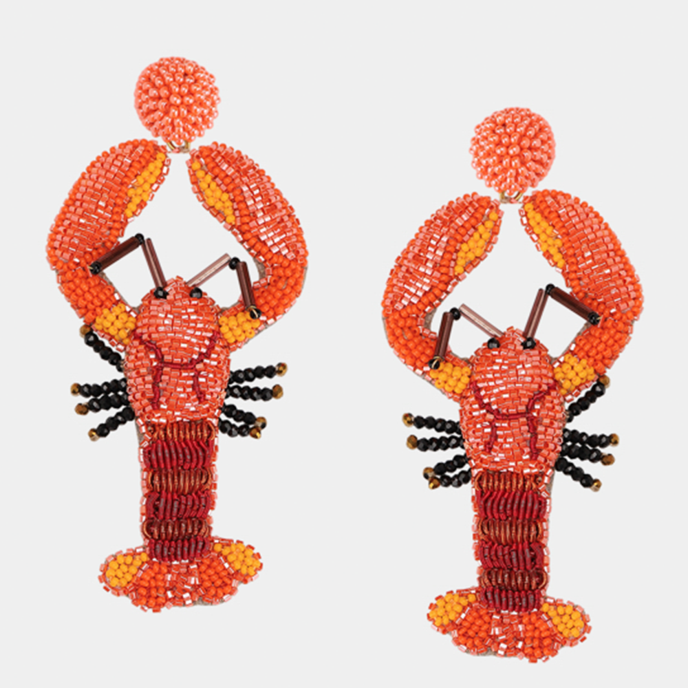Ohrringe LOBSTER im Farbton orange von Olivia Dar, Handwerkskunst von Indien