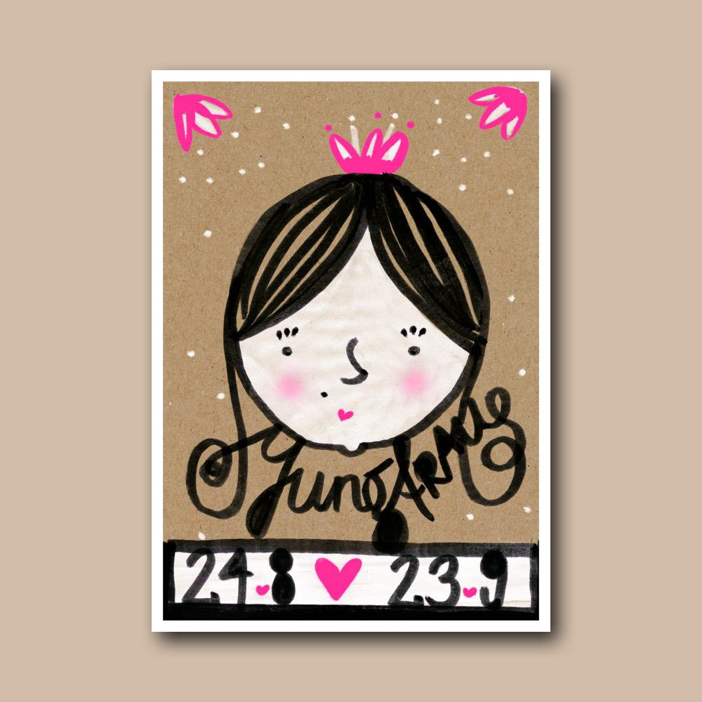 Grusskarte mit Sternzeichenmotiv Jungfrau von schönegrüsse.ch, Design und Produktion in der Schweiz