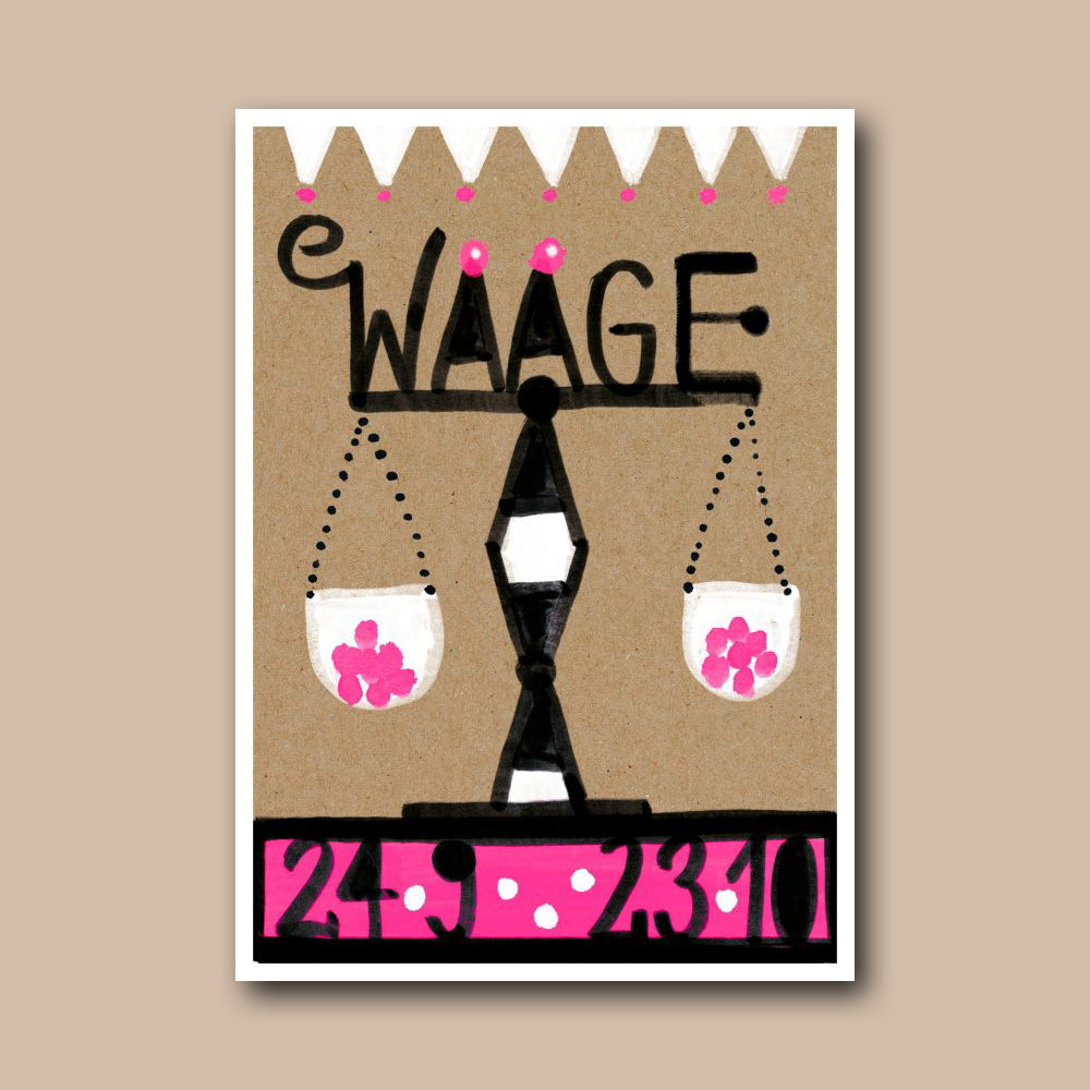 Grusskarte mit Sternzeichenmotiv Waage von schönegrüsse.ch, Design und Produktion in der Schweiz