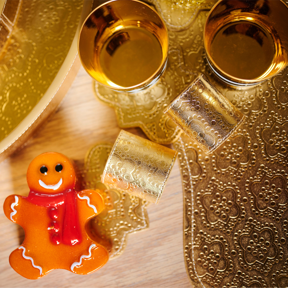 Napkin ring ICON embossed leather - gold