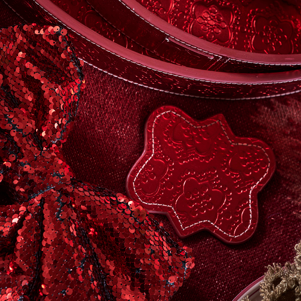 Coaster set ICON embossed leather - strawberry