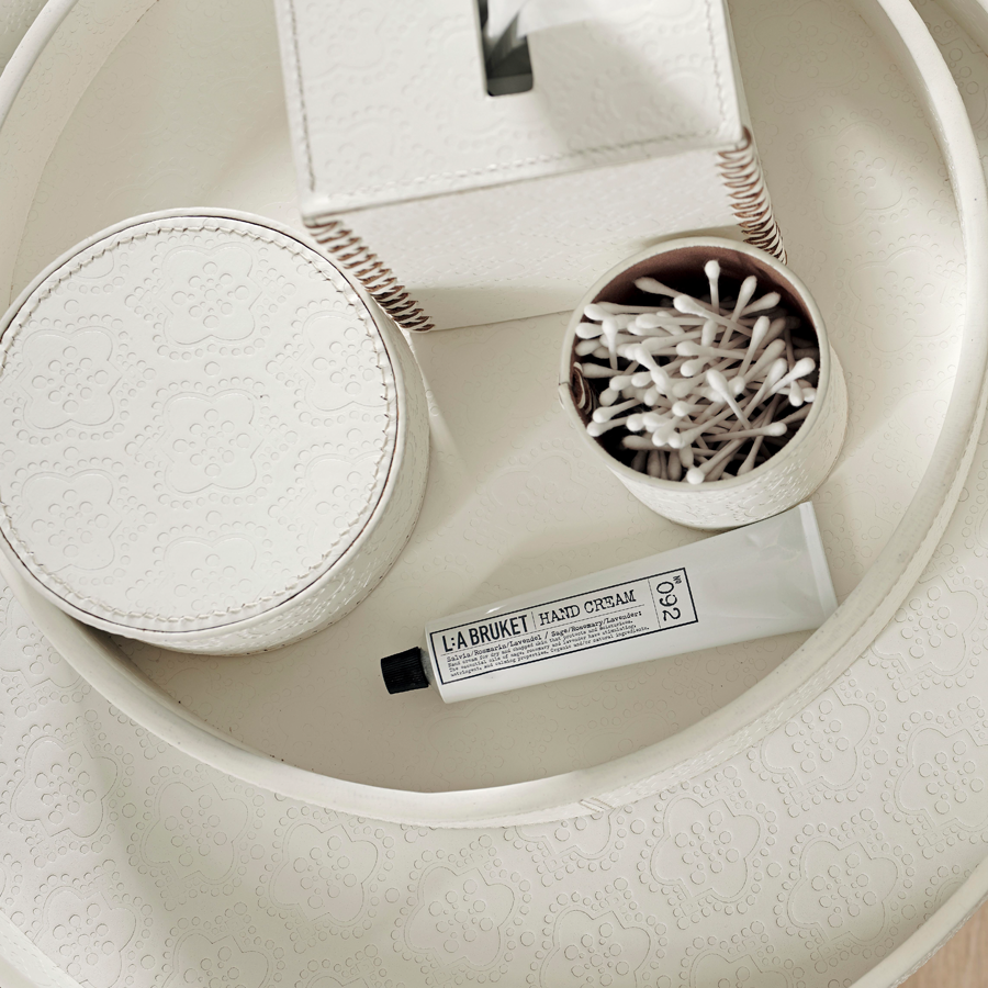 Tissue box ICON embossed leather - white