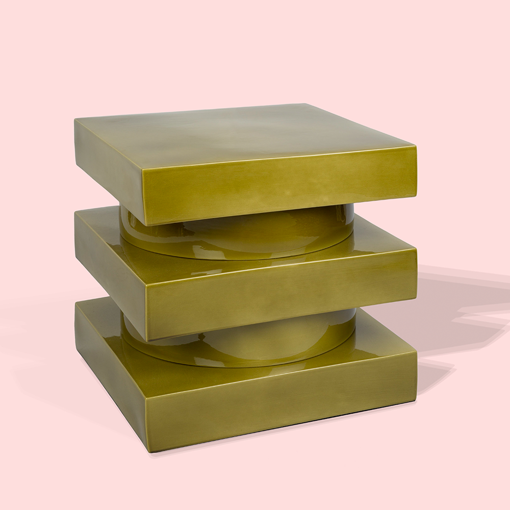 Beistelltisch MONTCEAUX aus Keramik - olive