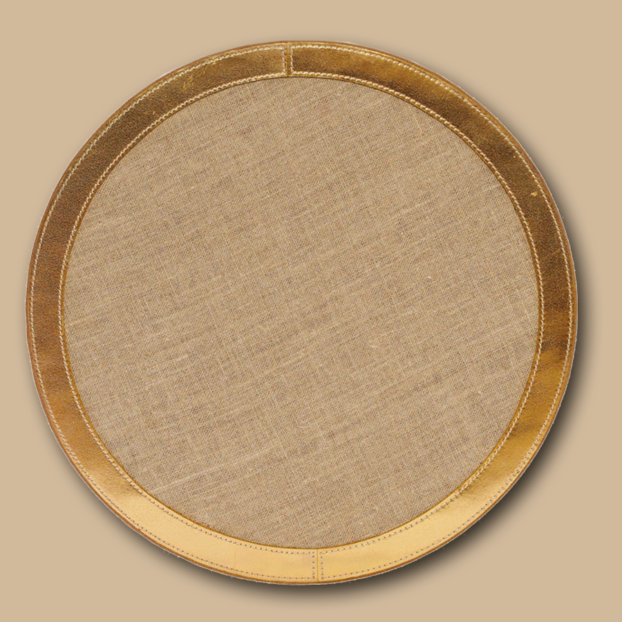Tray round LIFESTYLE leather embossed - gold