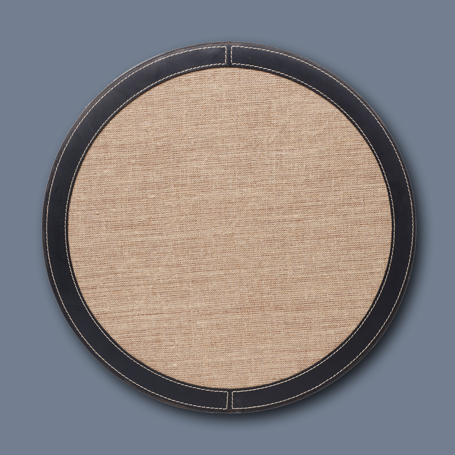 Tray round LIFESTYLE leather embossed - navy