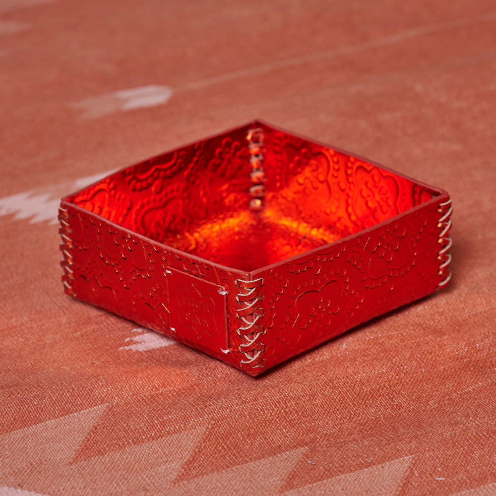 Accessoire Box ICON aus Leder geprägt - amber