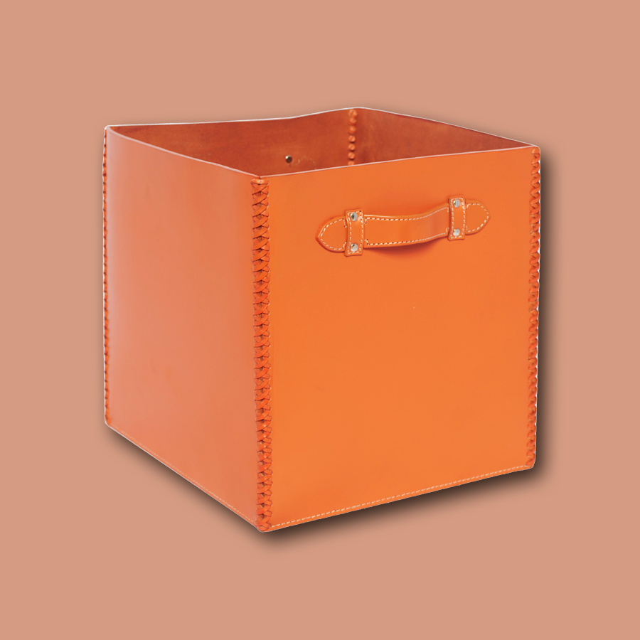 Aufbewahrungsbox mit Griff LIFESTYLE aus Leder glatt