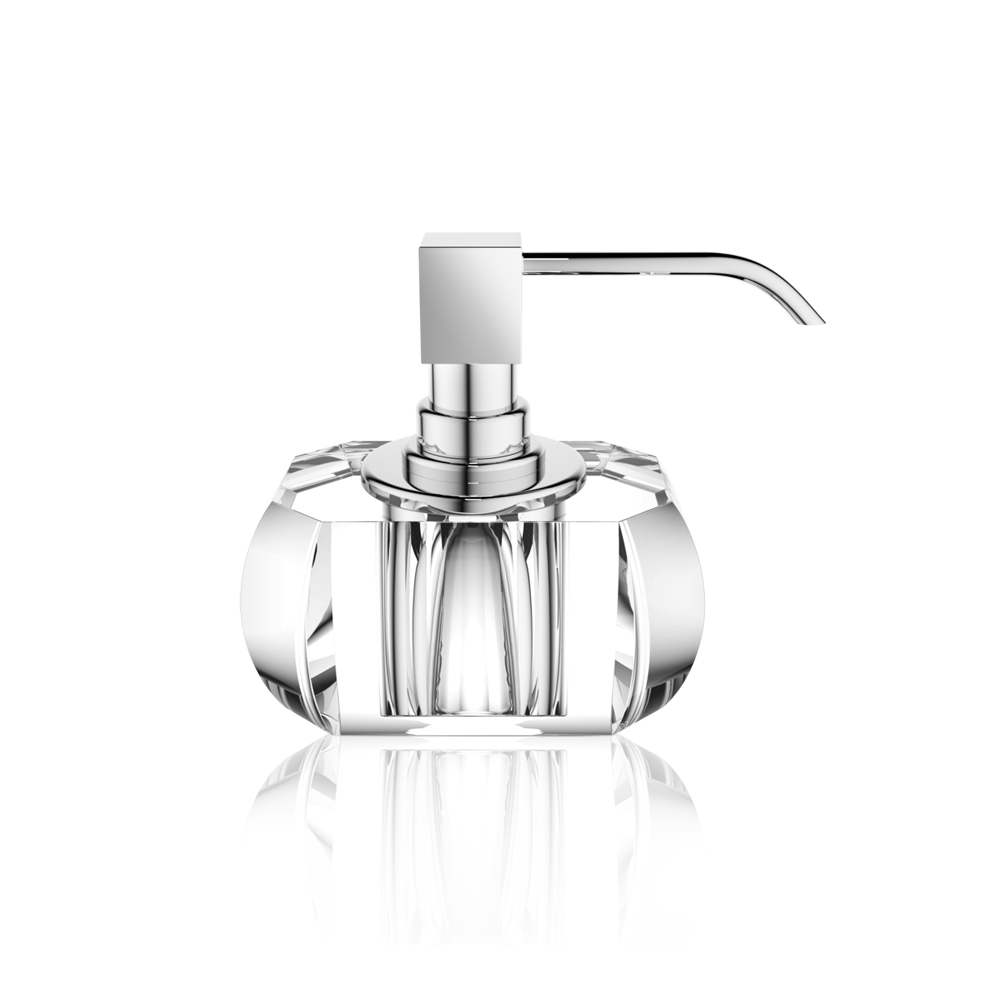 Crystal glass soap dispenser - clear / chrome glossy