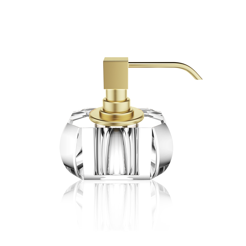 Crystal glass soap dispenser - clear / gold glossy