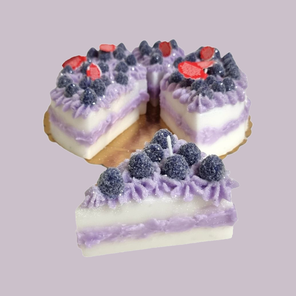 Kerze Tortenstück - Brombeertorte