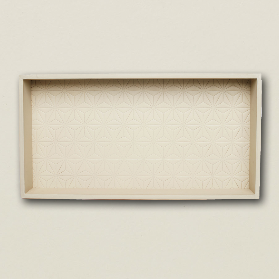 Rechteckiges Tablett aus Leder in foggy