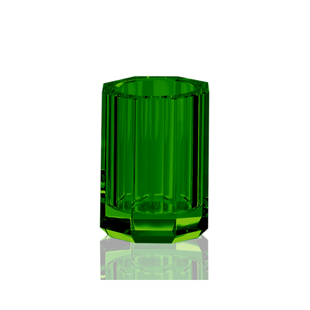 Crystal glass toothbrush tumbler - green