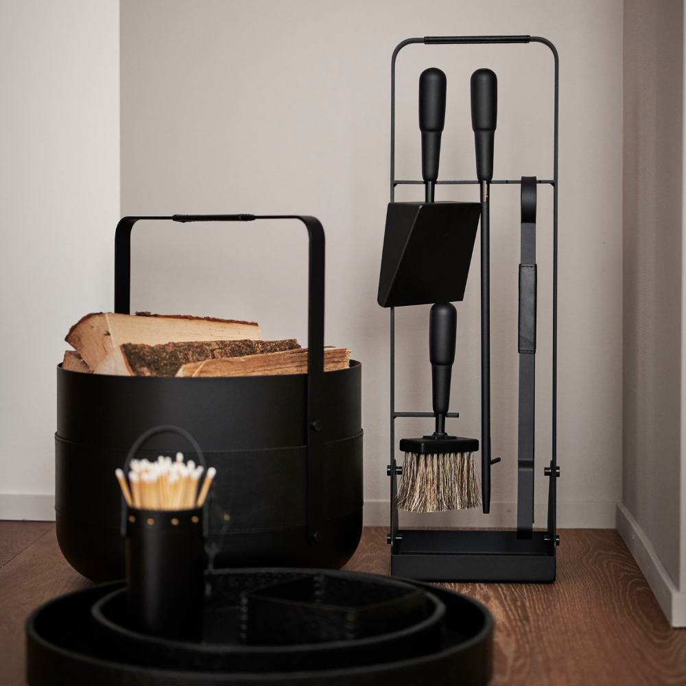 Wood basket EMMA - noir