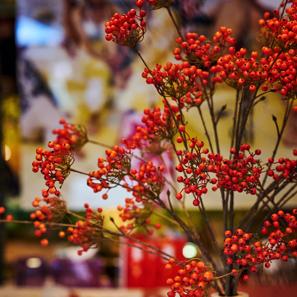 Artificial flower berry branch - orange