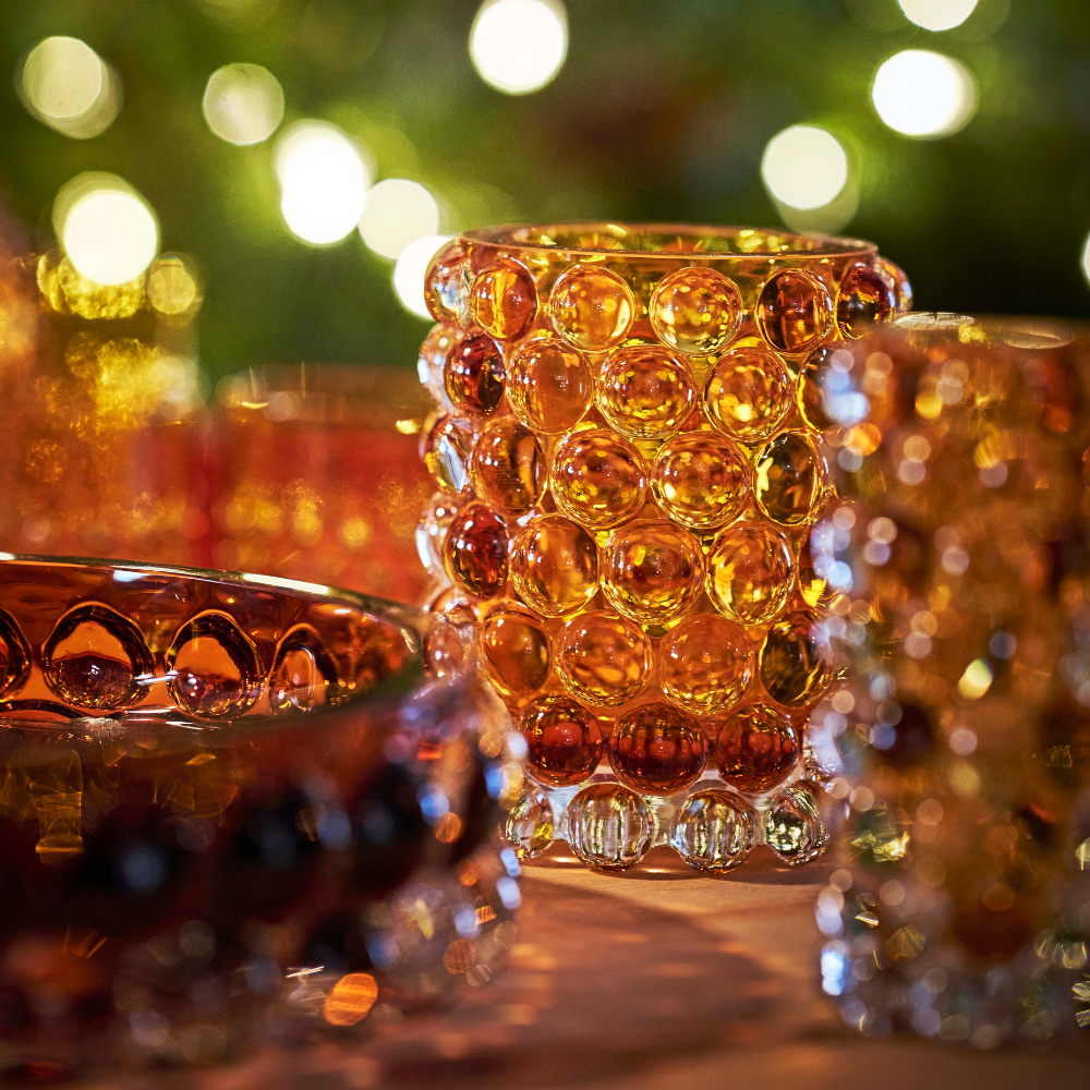 Windlicht Vase HURRICANE BOULE large - amber