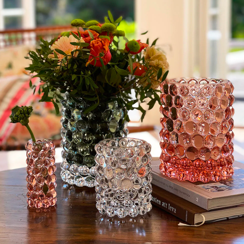 Windlicht Vase HURRICANE BOULE large - rosa