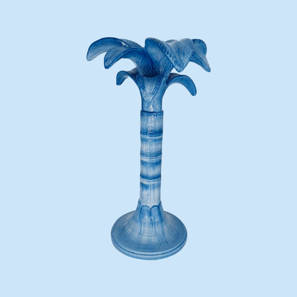 Kerzenständer PALME aus Keramik medium - blau