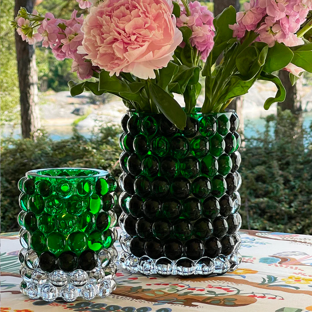 Lantern vase HURRICANE BOULE large - green