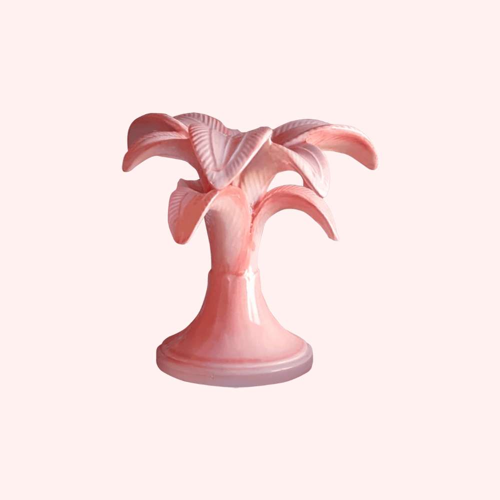 Kerzenständer PALME aus Keramik - rosa small