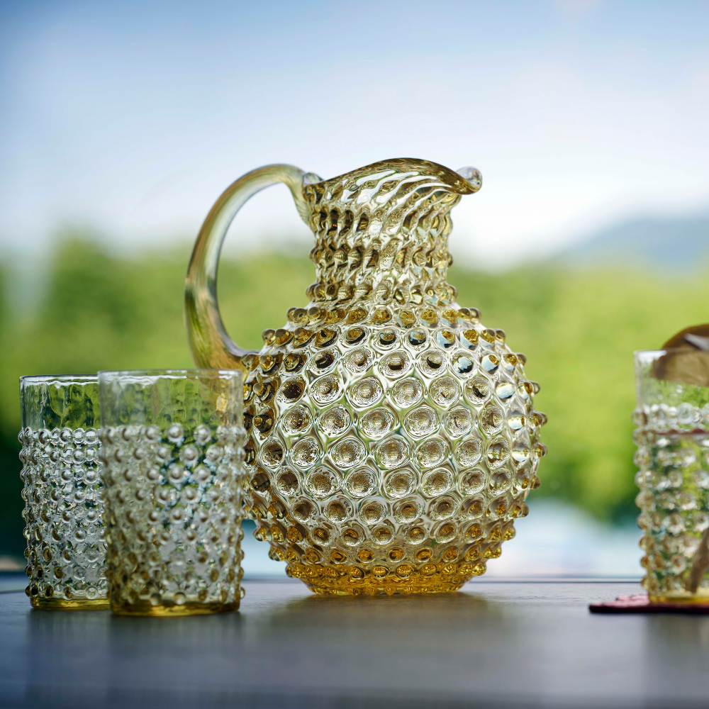 Crystal jug HOBNAIL - yellow
