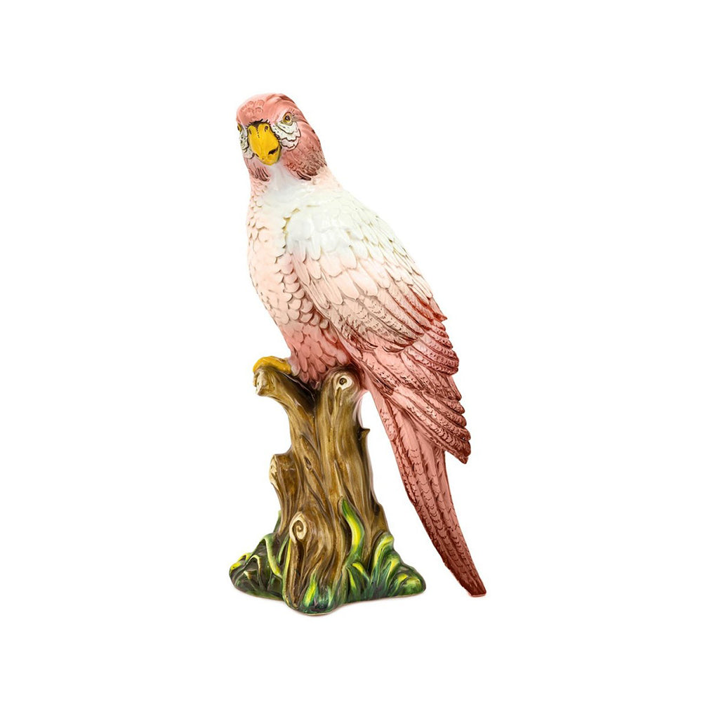 Tierstatue PARROT BIG aus Keramik von Abhika im Farbton pink coral