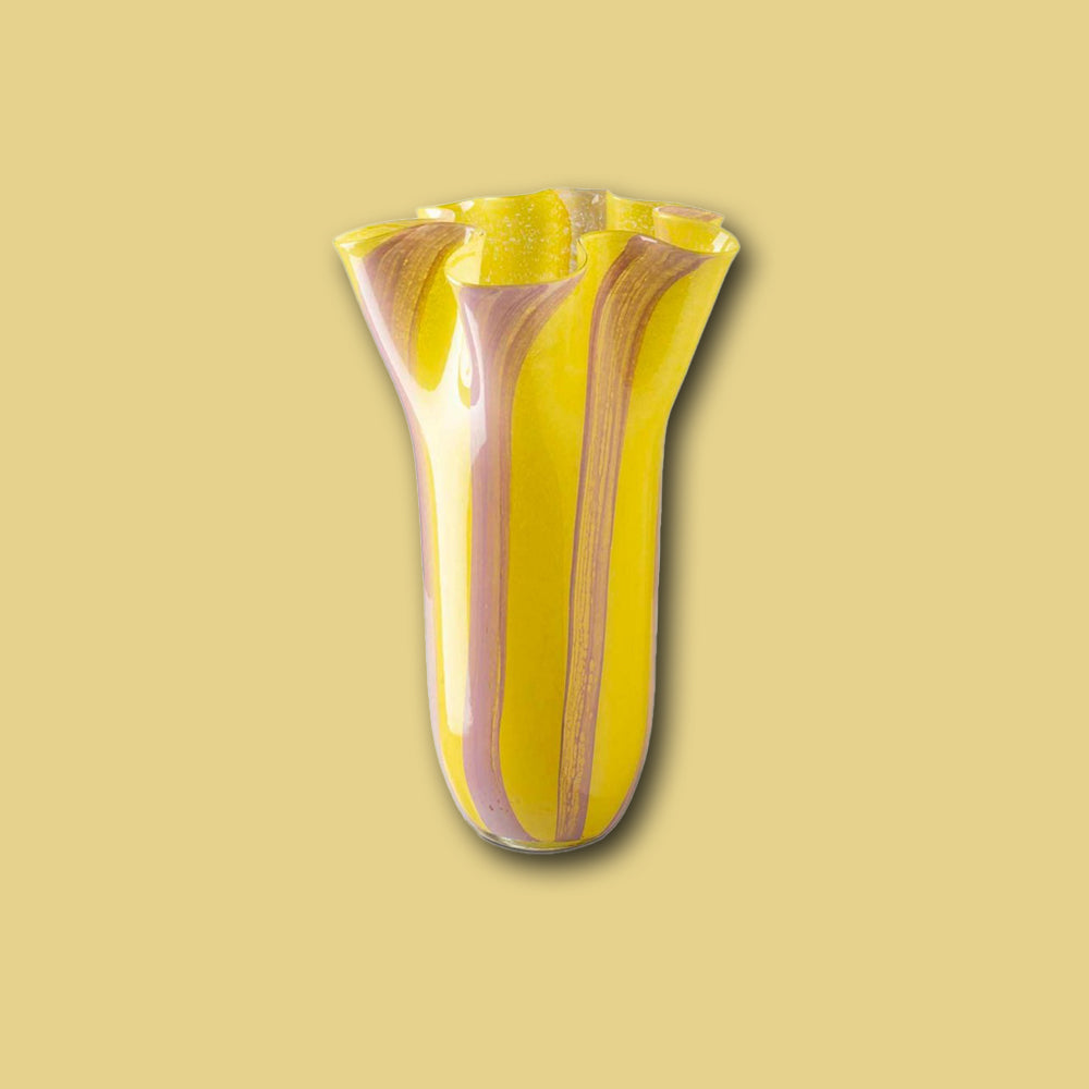 Glas Vase GAILY big von Abhika, im Farbton gelb und rosa