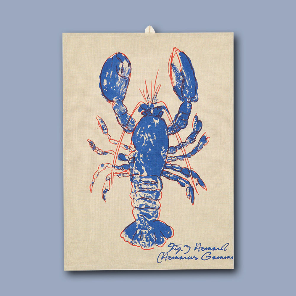 Geschirrtuch mit Lobster Motiv im Farbton Blau von Batela Sea Style