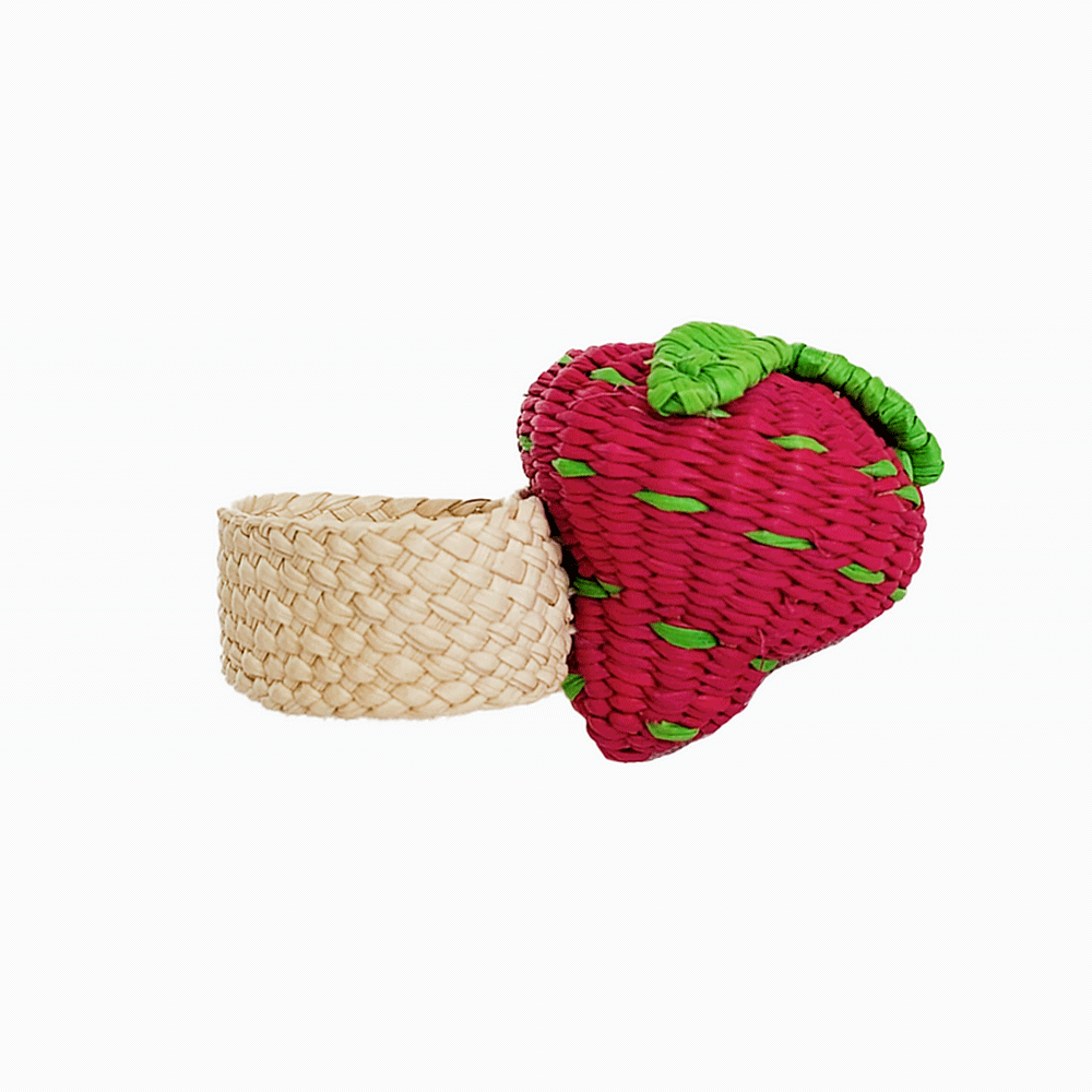 Serviettenring TOQUILLA mit Strawberry / Erdbeere im Farbton rot und grün von Coro Cora