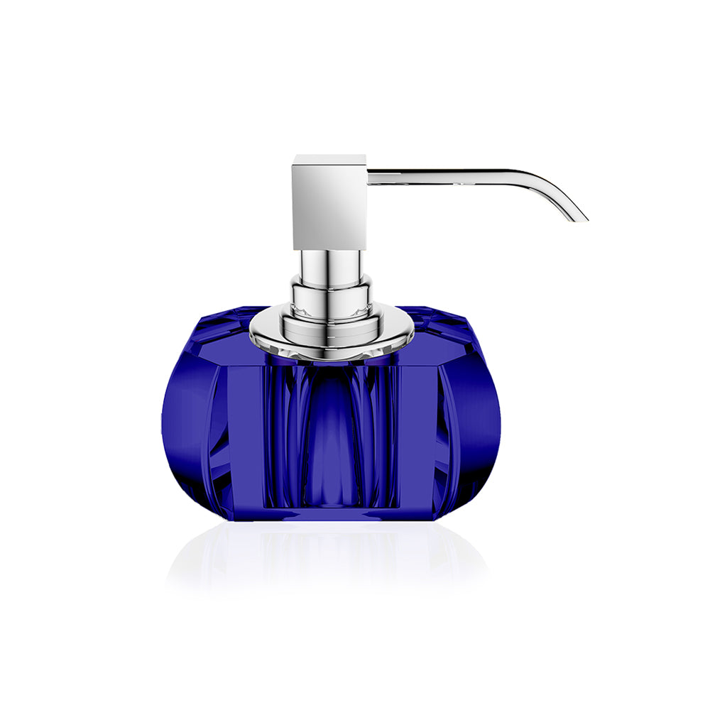 Seifenspender Chrom aus Kristallglas im Farbton  capri blau von Decor Walther
