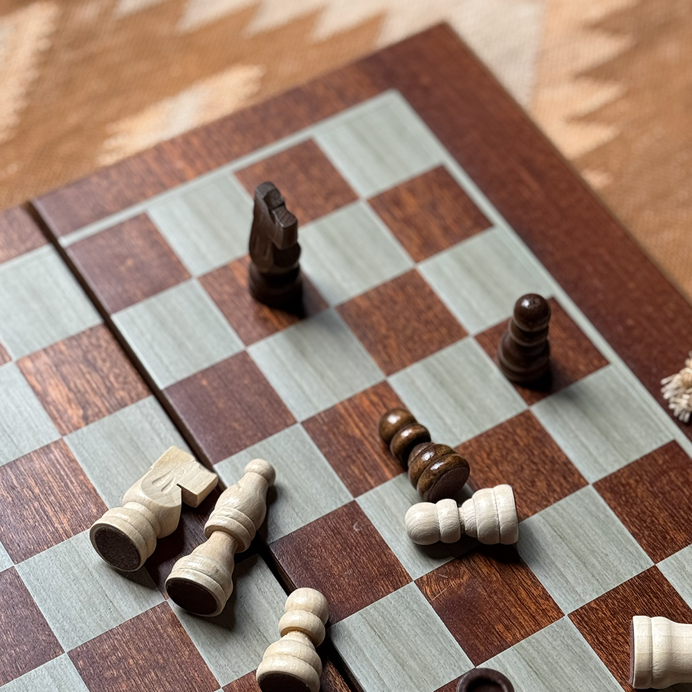 Schach & Backgammon Set aus Mahagoniholz von Manopoulos, Hergestellt in Griechenland